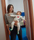 Babies' Wool/Cotton Heart Patterned Knit 2-Piece Outfit