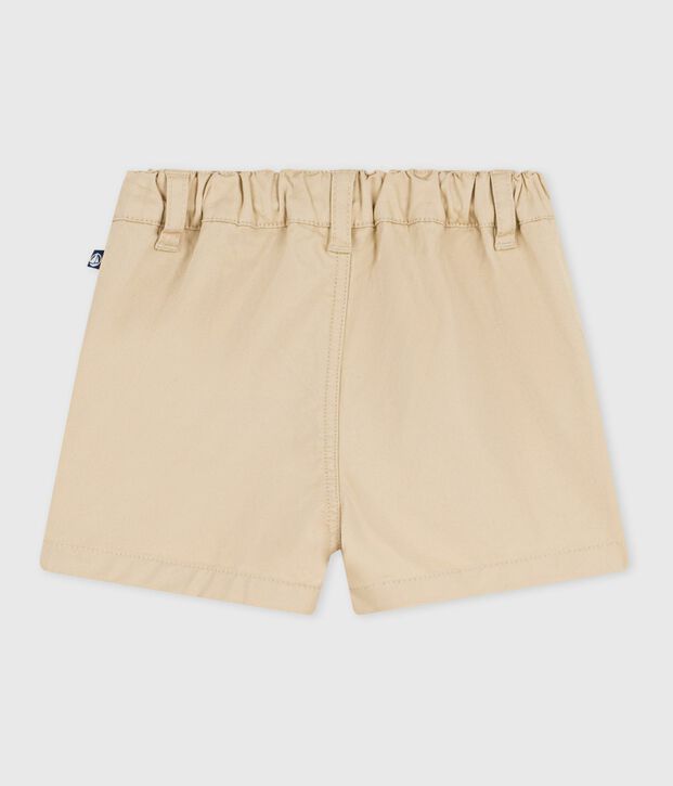 Babies' plain cotton shorts beige