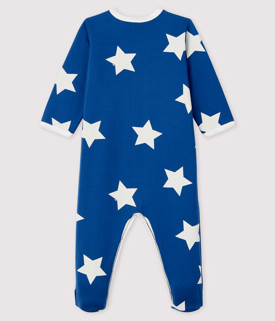 Babies' Blue Starry Fleece Sleepsuit MAJOR blue/ECUME white
