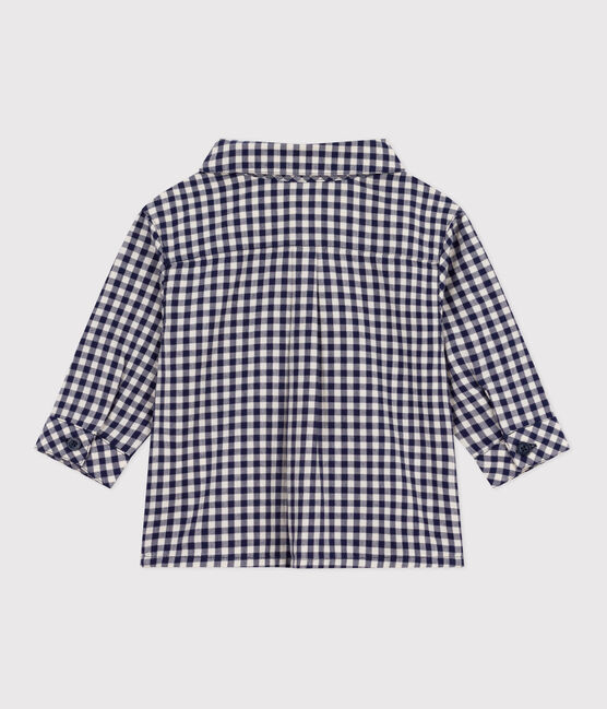 Babies' checked flannel shirt SOIR blue/MILK