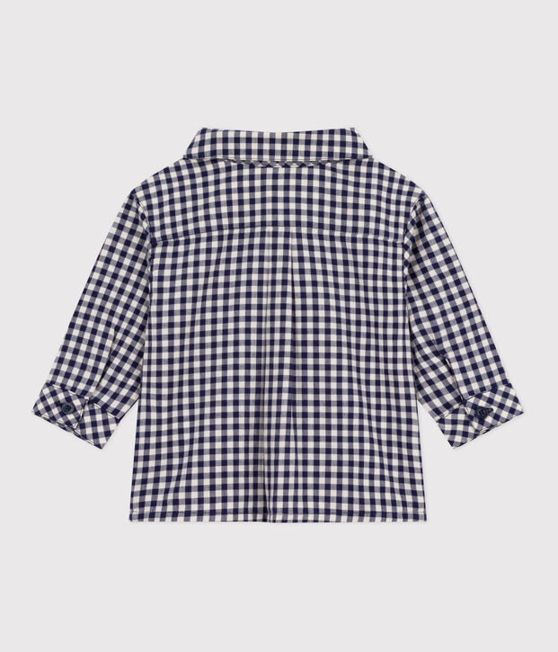 Babies' checked flannel shirt blue/ecru