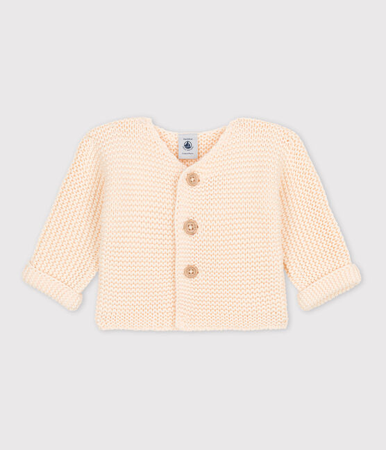 Babies' Moss Stitch Cotton Cardigan AVALANCHE Ecru