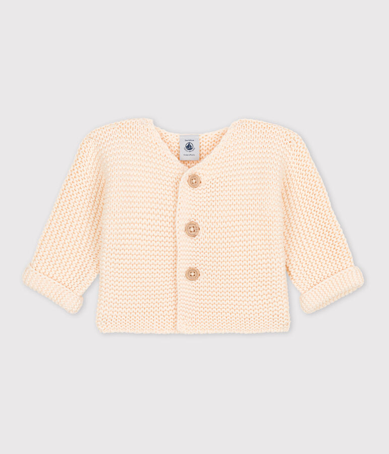 Babies' Moss Stitch Cotton Cardigan AVALANCHE Ecru