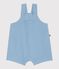 Babies' plain cotton gauze short dungarees blue