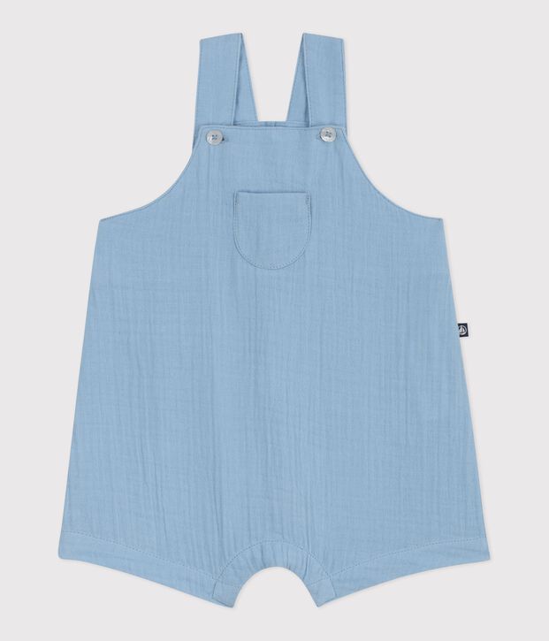 Babies' plain cotton gauze short dungarees FLO