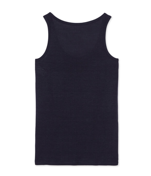 Women's linen vest top blue
