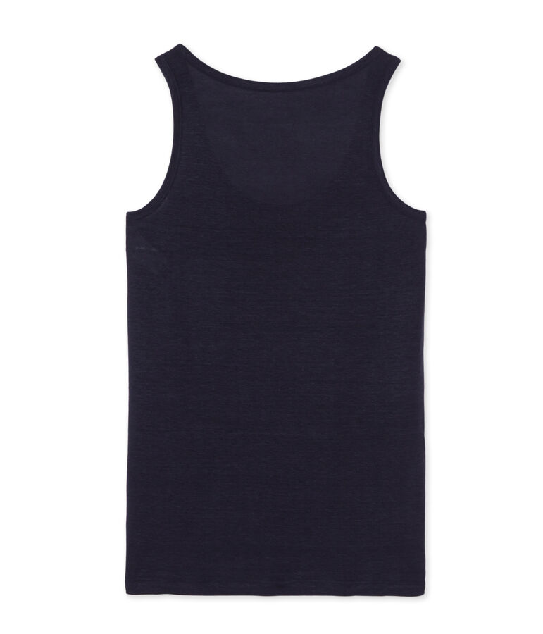 Women's linen vest top blue
