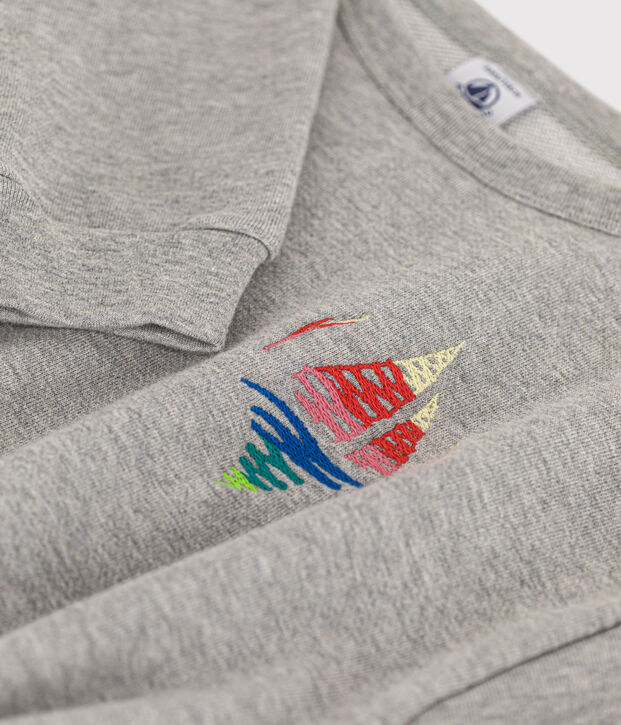 Girls' long-sleeved dress in brushed fleece. grey