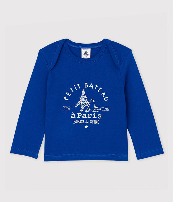 Baby Boys' Long-Sleeved Cotton T-Shirt SURF blue