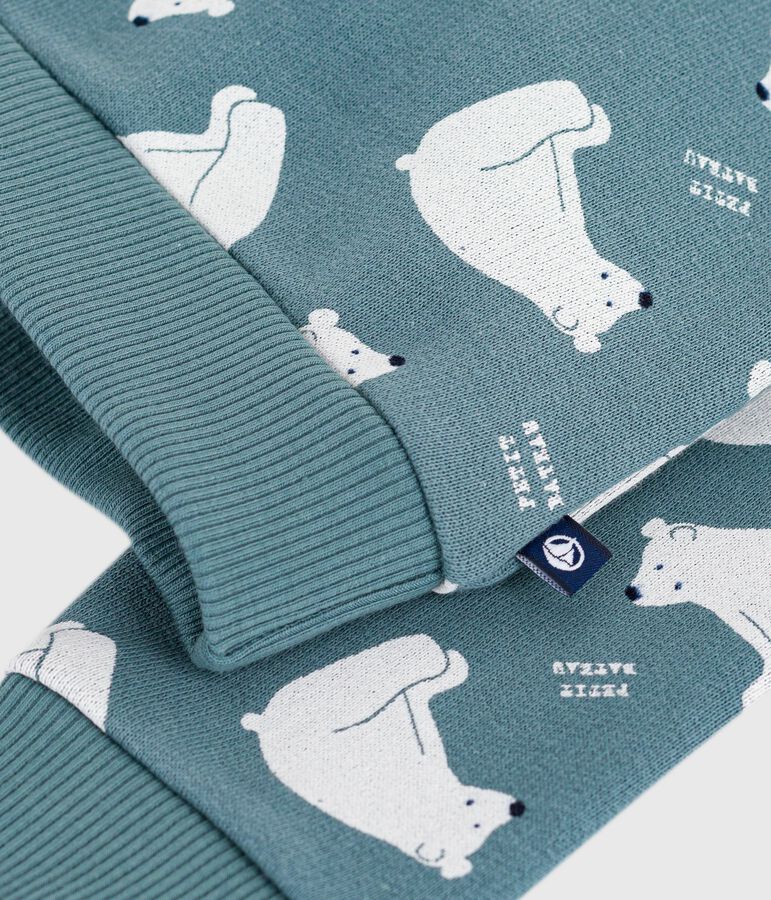 Babies' owl-print cotton sweatshirt blue/multicolor