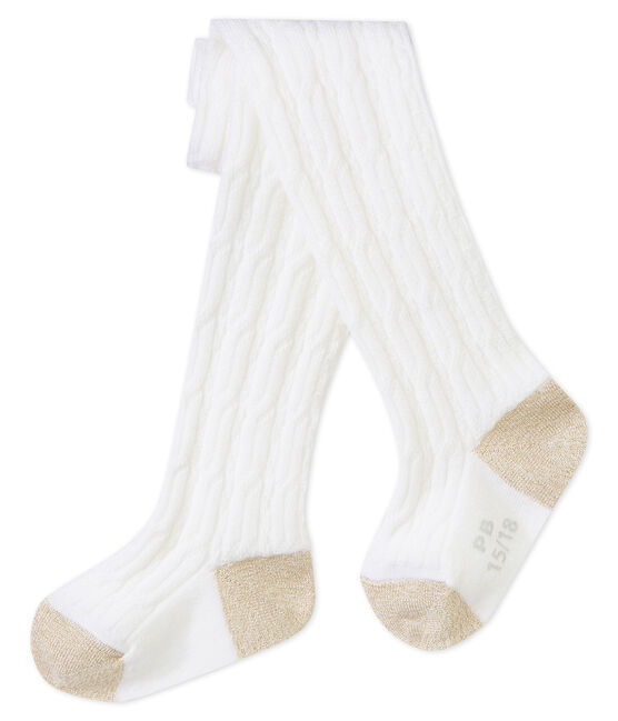 Baby girl's warm tights MARSHMALLOW white
