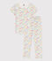 Girls' Floral Short-Sleeved Cotton Pyjamas MARSHMALLOW white/MULTICO white