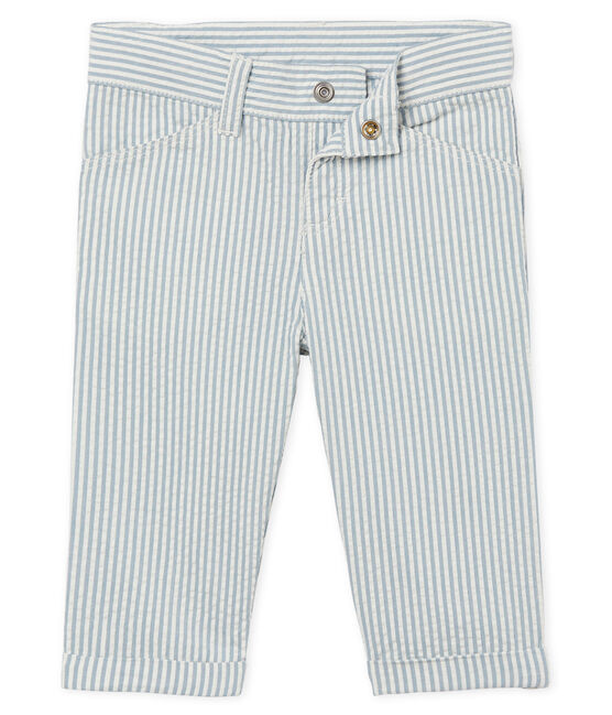 Baby boys' striped trousers FONTAINE blue/MARSHMALLOW white