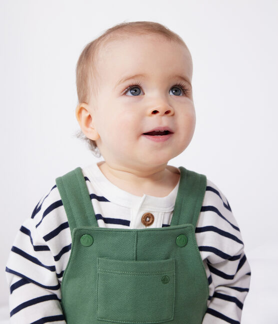Babies' long dungarees in plain cotton PALMERAIE green