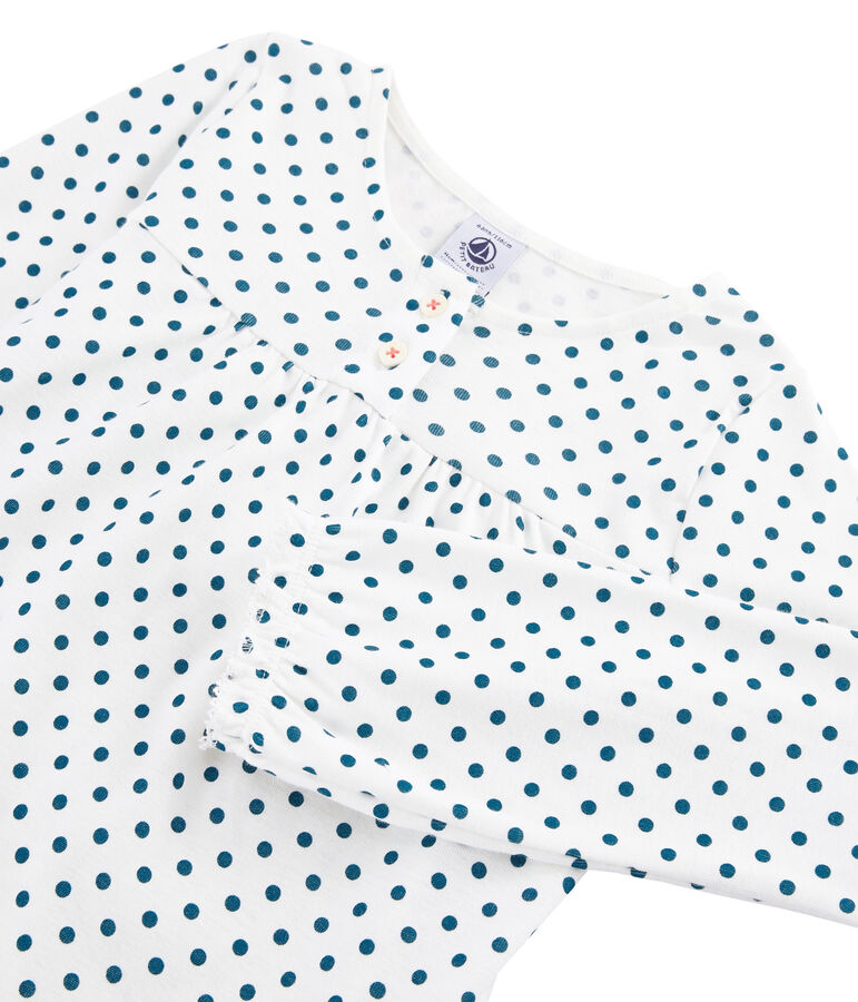 Girls' Ribbed Pyjamas white/green