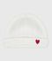 Newborn babies' knitted cotton beanie hat MARSHMALLOW white