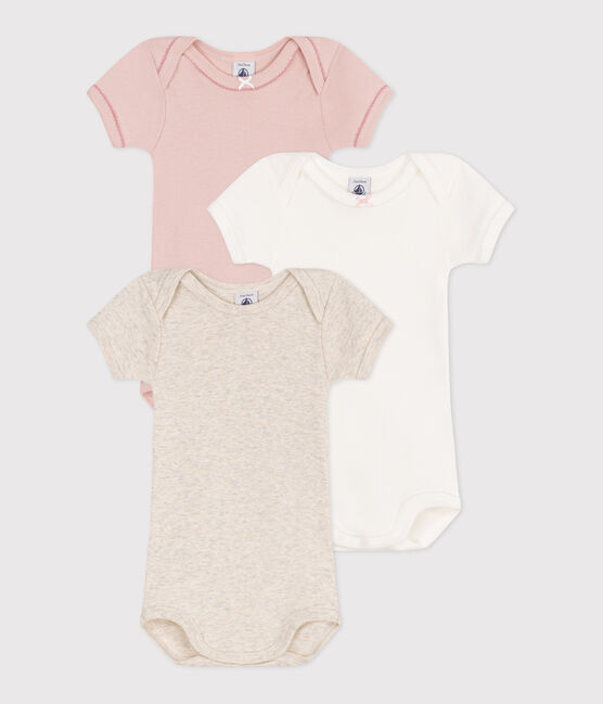 Babies' Plain Short-Sleeved Cotton Bodysuits - 3-Pack variante 1
