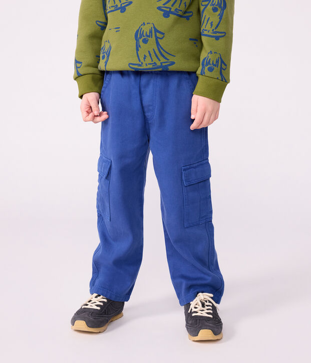 Children's plain Lyocell cargo pants blue