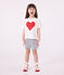 Children's short pajamas in cotton with heart print MARSHMALLOW white/SMOKING blue