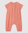Babies' Plain Organic Cotton Gauze Long Playsuit PAPAYE pink