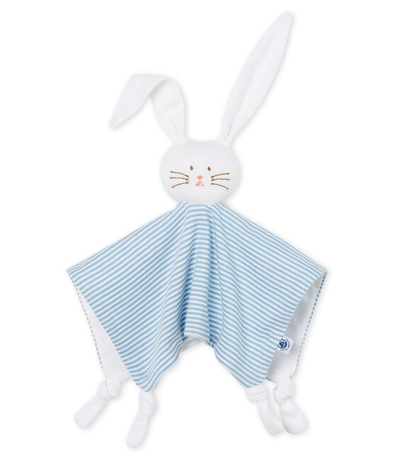 Babies' Ribbed Bunny Comforter ACIER blue/MARSHMALLOW white