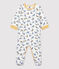 Babies' Panther Patterned Cotton Sleepsuit MARSHMALLOW white/MULTICO white