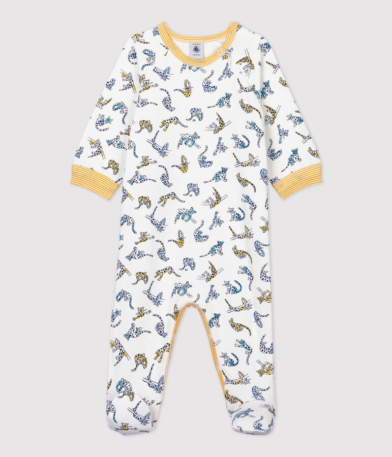 Babies' Panther Patterned Cotton Sleepsuit white/multicolor