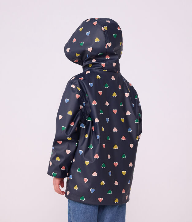 Children's heart print raincoat blue/multicolor