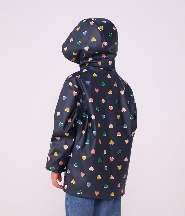 Children's heart print raincoat blue/multicolor