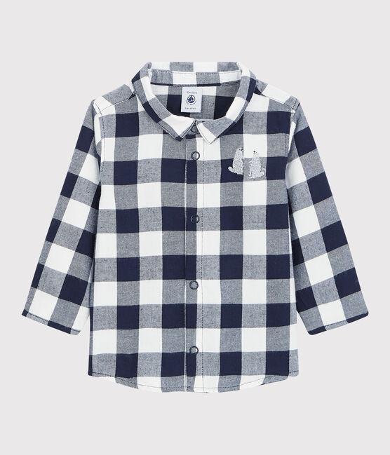 Babies' Cotton Shirt SMOKING blue/MARSHMALLOW white