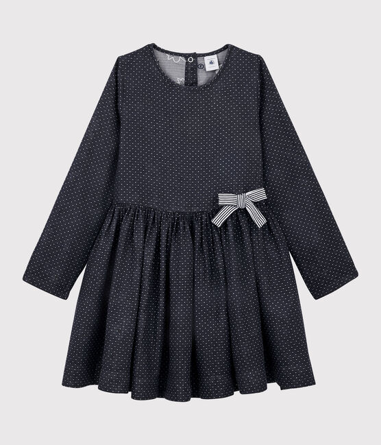Girl's Long-sleeved Dress SMOKING blue/MARSHMALLOW white