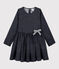 Girl's Long-sleeved Dress SMOKING blue/MARSHMALLOW white