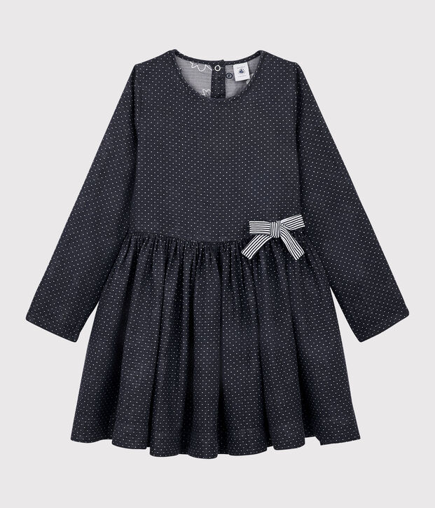 Girl's Long-sleeved Dress blue/white