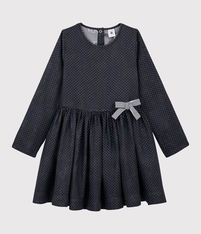 Girl's Long-sleeved Dress blue/white