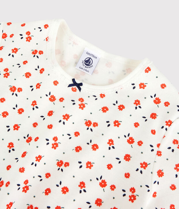 Girls' Floral Organic Cotton Pyjamas white/multicolor