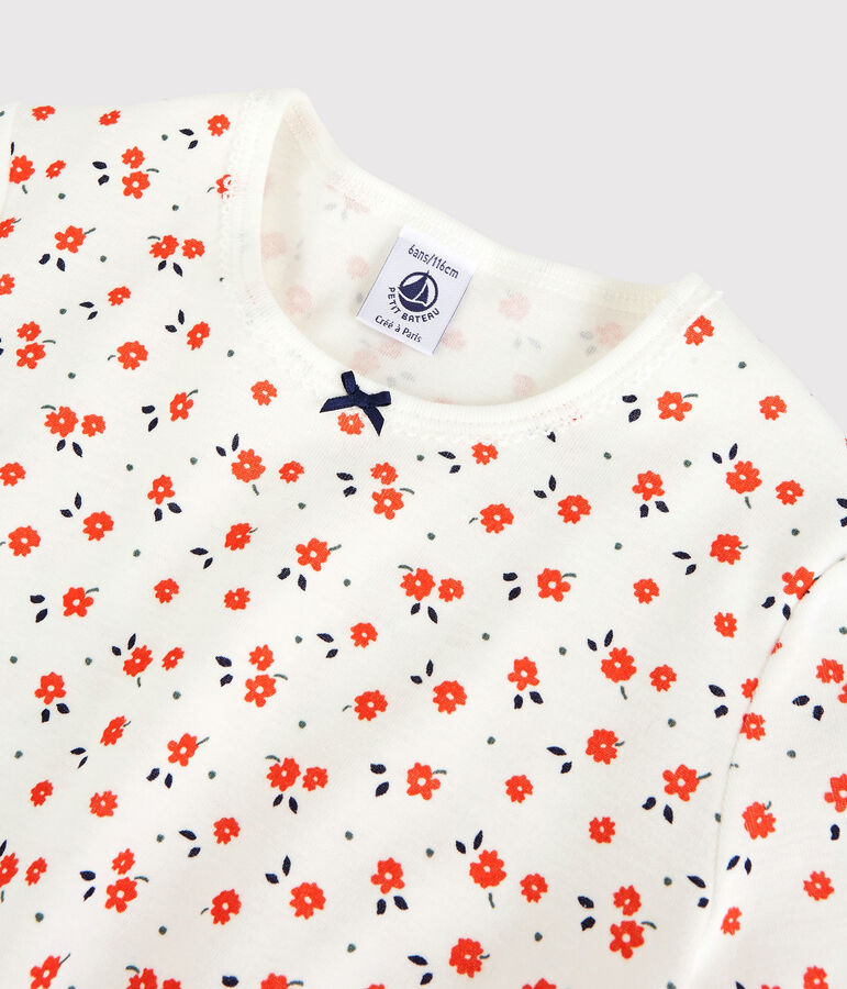 Girls' Floral Organic Cotton Pyjamas white/multicolor