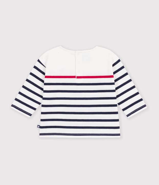 Babies' cotton Breton top white/multicolor