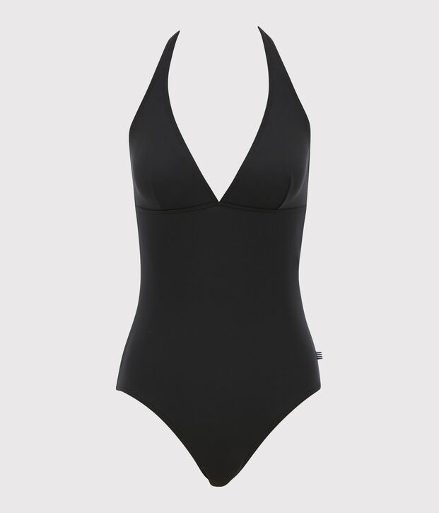 Women's One-Piece Plain Swimsuit black