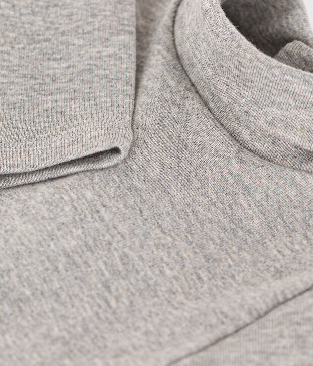 Babies' Long-Sleeved Roll Neck Cotton Bodysuit grey