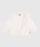 Babies' cotton cardigan in a decorative stitch MARSHMALLOW white