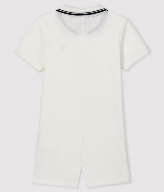 Polo shirt playsuit for baby boys MARSHMALLOW white