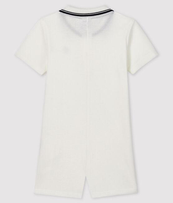 Polo shirt playsuit for baby boys MARSHMALLOW white