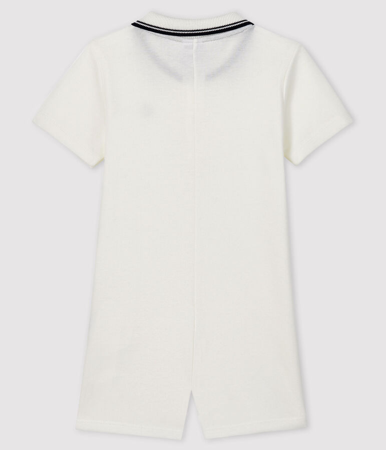 Polo shirt playsuit for baby boys white