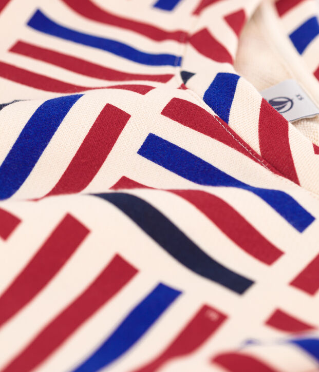 Women's Boxy Cotton T-Shirt Ecru/red/multicolor