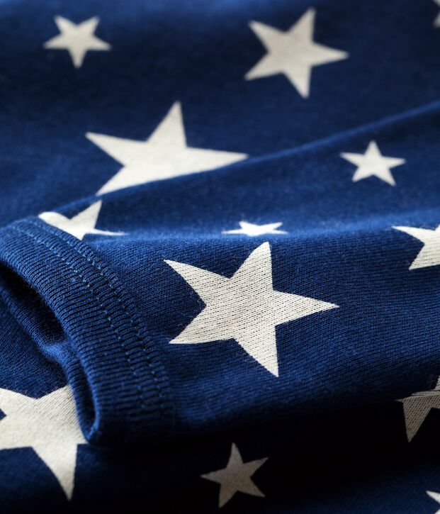 Babies' Starry Cotton Sleepsuit blue/white