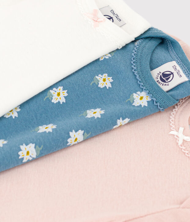 Babies' Short-Sleeved Floral Cotton Bodysuits - 3-Pack multicolor