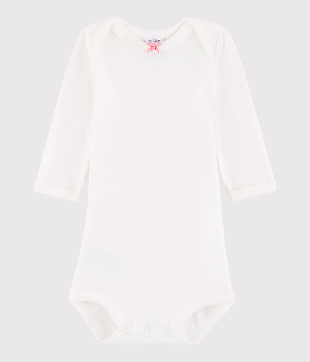 Baby Girls' Long-Sleeved Bodysuit white