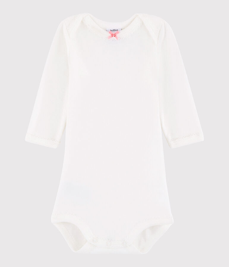Baby Girls' Long-Sleeved Bodysuit white