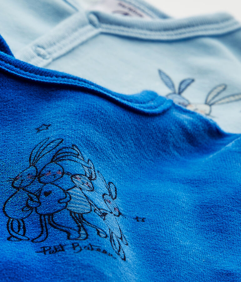 Set of 2 baby girl's velour sleepsuits white