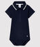 Babies' Short-Sleeved Cotton Bodysuit with Polo Shirt Collar SMOKING blue